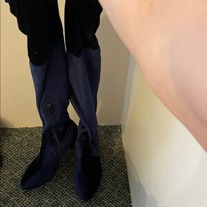 Catherine Malandrino blue velvet over the knee boots size 9